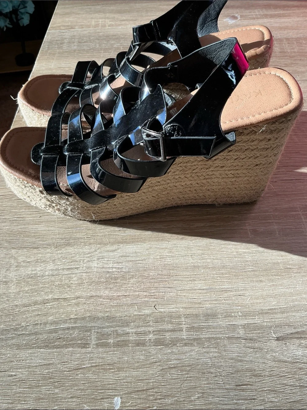 Black Wedge Espadrille Platform Sandals - Women